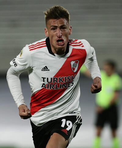 Braian Romero grita a todo pulmón su gol para River ante Independiente.