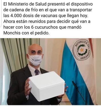 Los usuarios de redes sociales ironizaron por el tamaño del paquete en el cual llegará y se transportará el primer lote de vacunas anticovid.