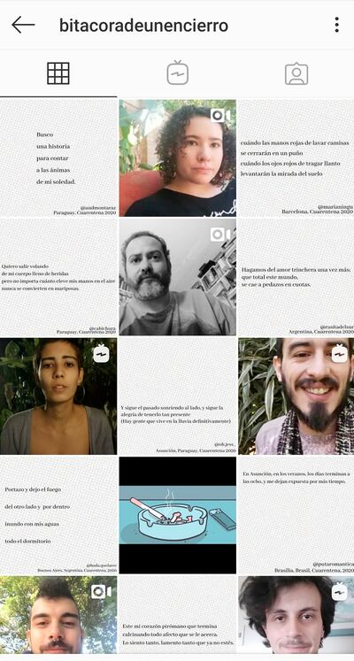 En su cuenta de Instagram, el proyecto “Bitácora de un encierro” presenta estrofas de algunas poesías y también vídeos en el que los mismos colaboradores de la fanzine interpretan sus versos.