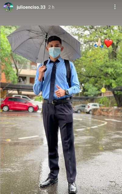 Julio Enciso, en el lluvioso último día como colegiante.