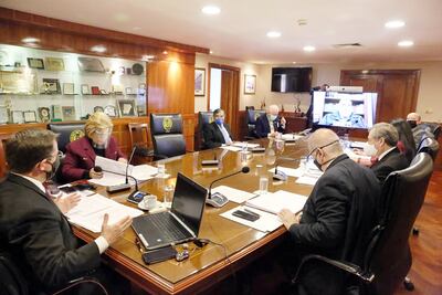 Sesión plenaria de la Corte en la que se ratificó el dictamen del director de Transparencia, José Costa, de negar la información sobre los militares que están afectados a la seguridad en los tribunales.