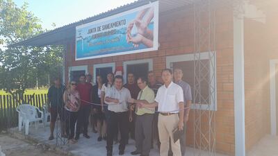 Inauguración del nuevo local de la Junta de Saneamiento en Fuerte Olimpo, institución que se destaca por la buena acción de sus directivos.