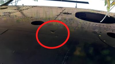 El helicóptero policial recibió un impacto de bala.