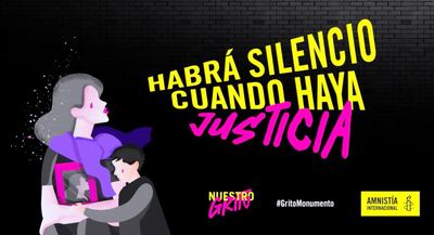 Flyer de la campaña #Grito Monumento de Amnistía Internacional de México, en las redes sociales.