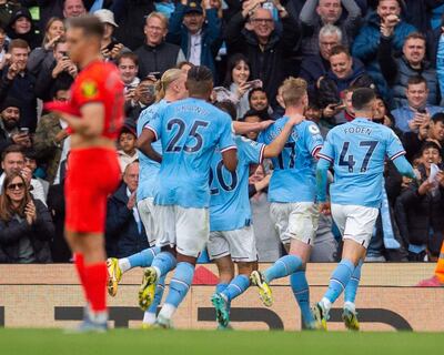 Festejo tras el gol de Kevin de Bruyne