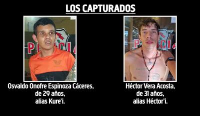Osvaldo Onofre Espinoza Cáceres, de 29 años, alias Kure’i, y Héctor Vera Acosta, de 31 años, alias Héctor’i.