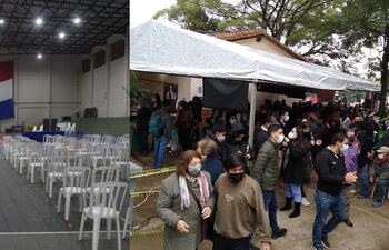 Duro contraste. Los vacunatorios vacíos mientras hay aglomeraciones en los locales de votación.