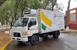El camión refrigerado adquirido por la Municipalidad de San Juan Bautista, para los carniceros, para el traslado de sus carnes al punto de ventas.