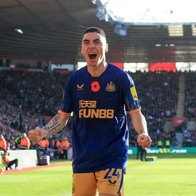 Miguel Almirón, jugador del Newcastle, celebrando su tanto ante el Southampton.