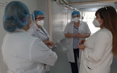 Doctora Estela Torres, directora médica; la Dra. Patricia Sobarzo, jefa del bloque modular; Dra. Yolanda Ramos, jefa de las terapias respiratoria y polivalente, y la Dra. Yolanda González.