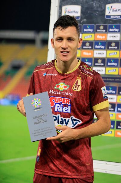 Gustavo Adrián Ramírez, goleador del Tolima, fue elegido la figura del partido.