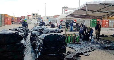 Policías de SIU y Antinarcóticos continuaron ayer durante todo el día con la revisión de más contenedores sospechosos en Terport.