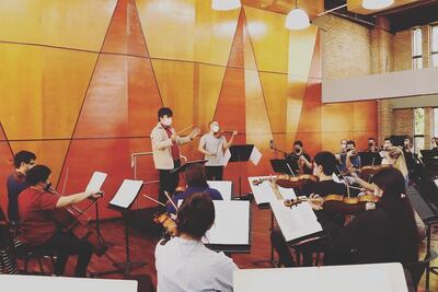 La OSN ensayando para el show que presentarán este miércoles en el Teatro Guaraní.