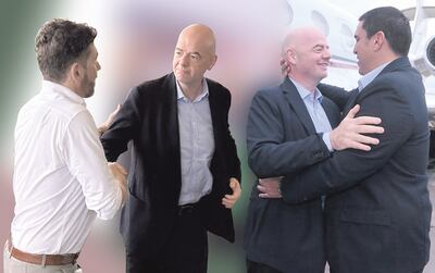 Es cuando las imágenes hablan por sí. El saludo de Domínguez con Infantino, al llegar a la Conmebol, y con Harrison, en el aeropuerto, en la mañana de jueves.