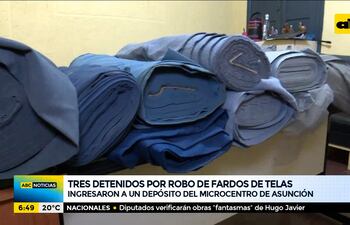 Tres detenidos por robo de fardos de telas