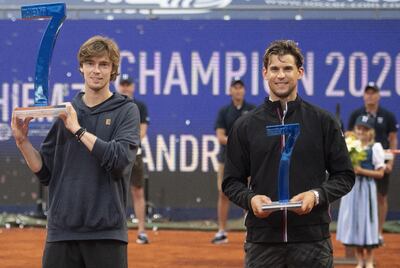 El ruso Andréi Rublev (i) se impuso en la final del “Thiem’s 7” al austríaco Dominic Thiem.