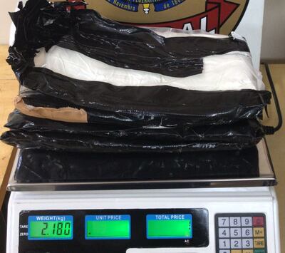 La cocaína hallada en poder de la compatriota que pretendía viajar a España desde Foz de Yguazú.