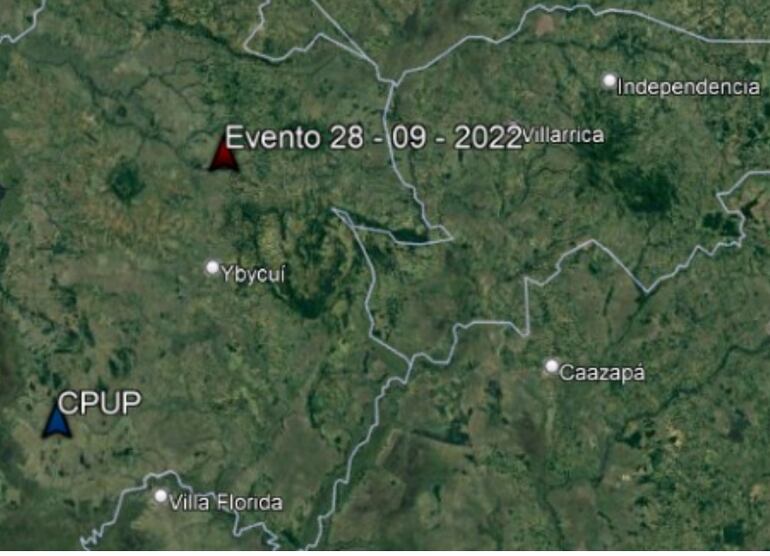 Punto del evento de sismo de hoy. (gentileza).