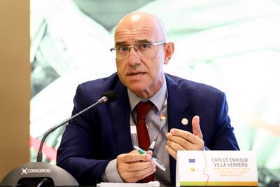 Carlos Villa, jefe de área de Criminalidad Organizada de la división contra el Crimen Organizado del CITCO, participa en la reunión del Programa de Cooperación entre América Latina y la Unión Europea en materia de políticas de lucha contra la droga Copolad III, en el Centro de Convenciones de la CONMEBOL, en Luque (Paraguay).