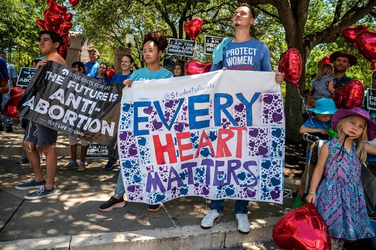 Manifestantes anti aborto en Austin, Texas.
