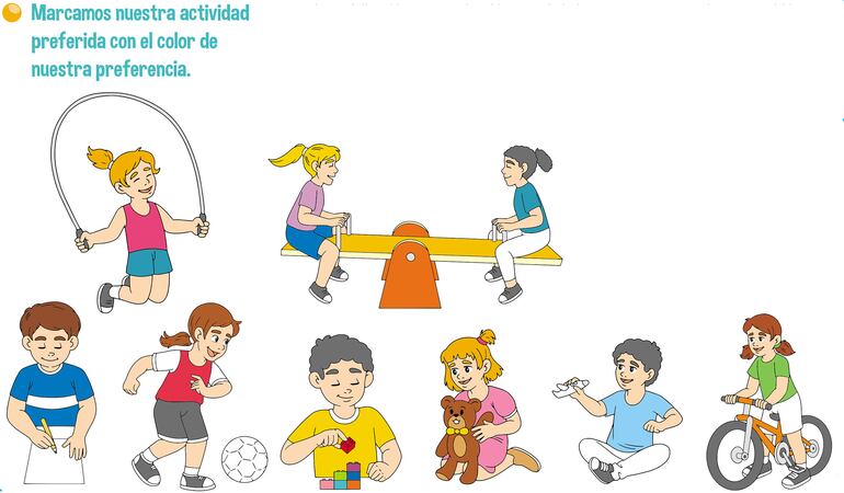 Marcamos nuestra actividad preferida con el color de nuestra preferencia.