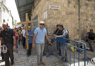 Imagen de archivo de un recorrido por la Via Dolorosa, en Jerusalén.
