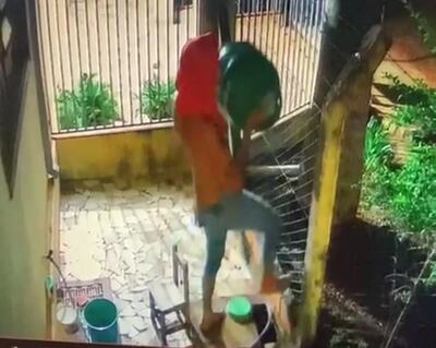 El circuito cerrado de la vivienda captó íntegramente el hecho de hurto.