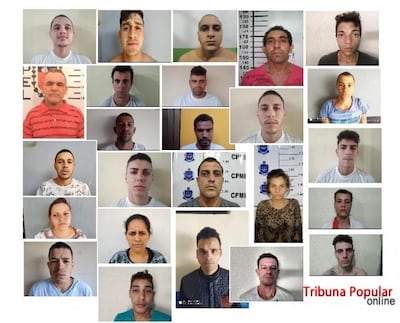 Los internos que se fugaron de la cárcel de la ciudad de Medianeira (Brasil).