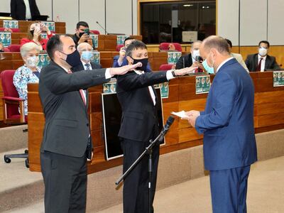 Jorge Bogarín y Óscar Paciello juraron ayer en el Senado.