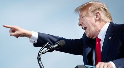 El presidente de EE.UU., Donald Trump, durante una mitin en Ocala, Florida.  (AFP)