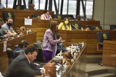 La diputada Celeste Amarilla (PLRA, vestida de color lila) fue suspendida por 60 días sin goce de sueldo.