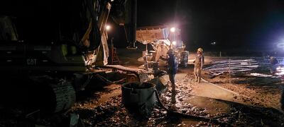Obras nocturnas para el Puente de la Bioceánica.