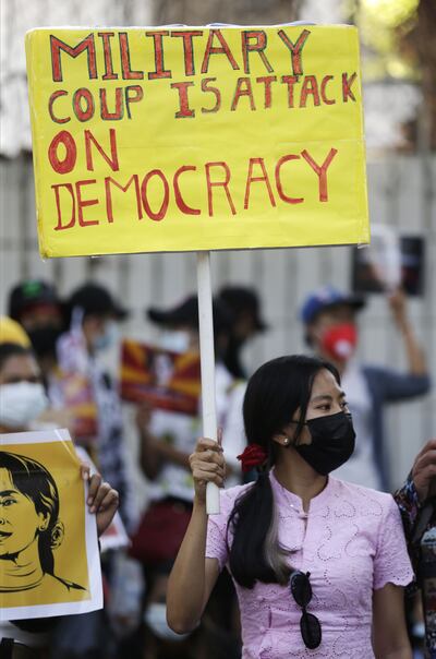 Protesta en Birmania contra el golpe de Estado del 1 de febrero pasado.