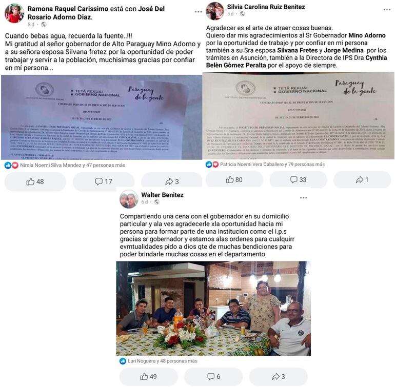 Los nuevos funcionarios que ingresan agradecen al gobernador y a su esposa.