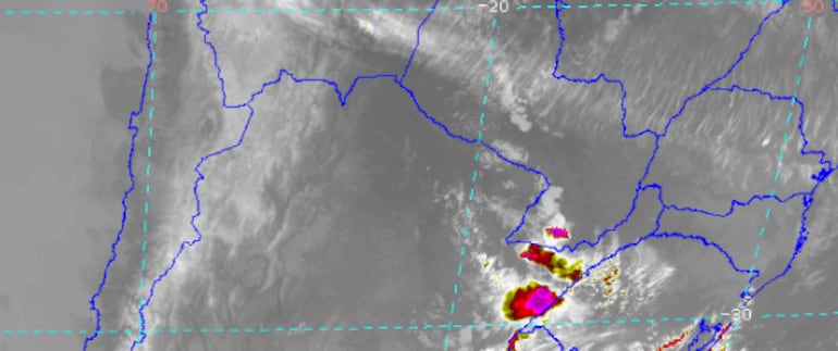Parte de la imagen satelital de la página de la Dirección de Meteorología e Hidrología. (captura de pantalla).