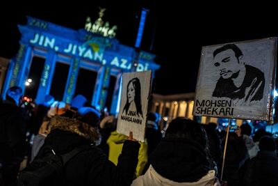 Una protesta contra las ejecuciones en Irán, el martes en Berlín, Alemania.