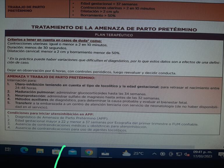 Reglamento del plan terapéutico exhibido por colegas de Yaffar.