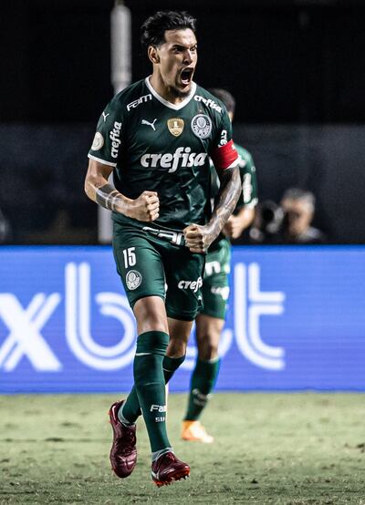 Gustavo Gómez, de cabeza, marcó el gol de la victoria del Palmeiras.