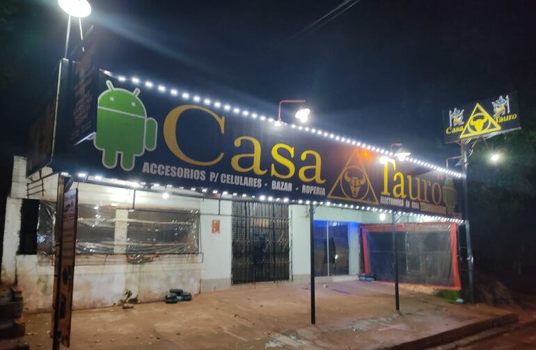 Casa Tauro, local asaltado en Toledo Cañada, Capiatá.