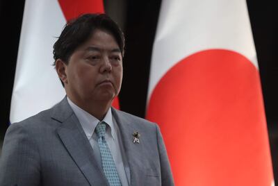 El canciller del Japón, Yoshimasa Hayashi, esta tarde en la Cancillería. (EFE).