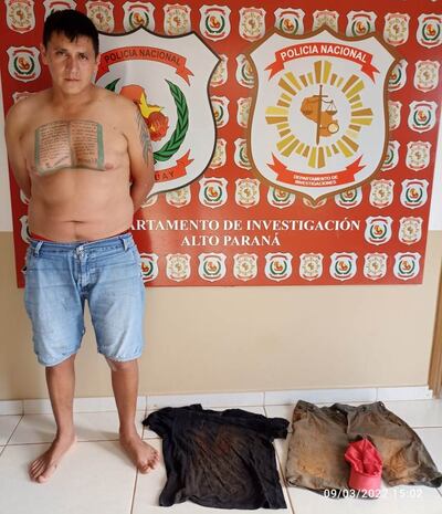 Pablo Javier Cáceres Villasanti, poco después de su detención en Ciudad del Este.