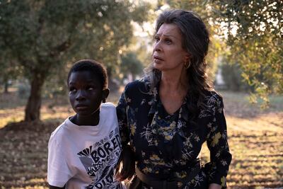 Sophia Loren e Ibrahima Gueye en "La vida ante sí".