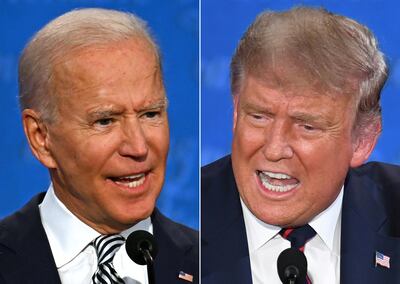 El candidato demócrata Joe Biden (i) y el presidente estadounidense Donald Trump.