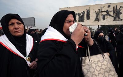 Mujeres sirias durante una movilización.