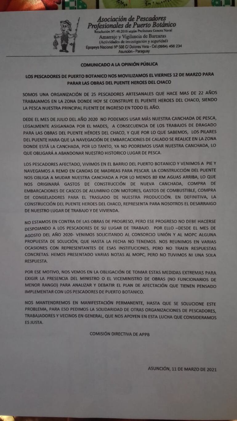 Protesta de pescadores