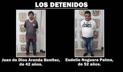 Juan De Dios Aranda Benítez y Eudelio Noguera Palma, detenidos.