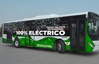 Uno de los buses eléctricos fabricado en China que circulará en Ciudad del Este.