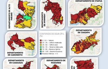 Mapa de la sequía en zonas de cultivo del trigo, del informe del Inbio.
