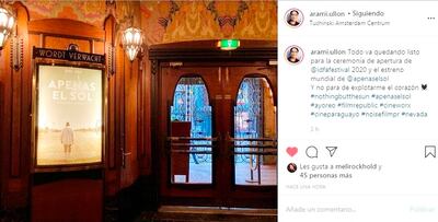 Imagen compartida por la cineasta Aramí Ullón, antes del estreno de su película en el IDFA.