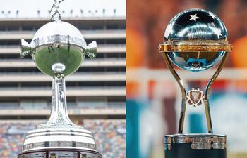 Trofeos de la Libertadores y de la Sudamericana, que por 1ra vez se entregarán en un mismo escenario en el mismo año.